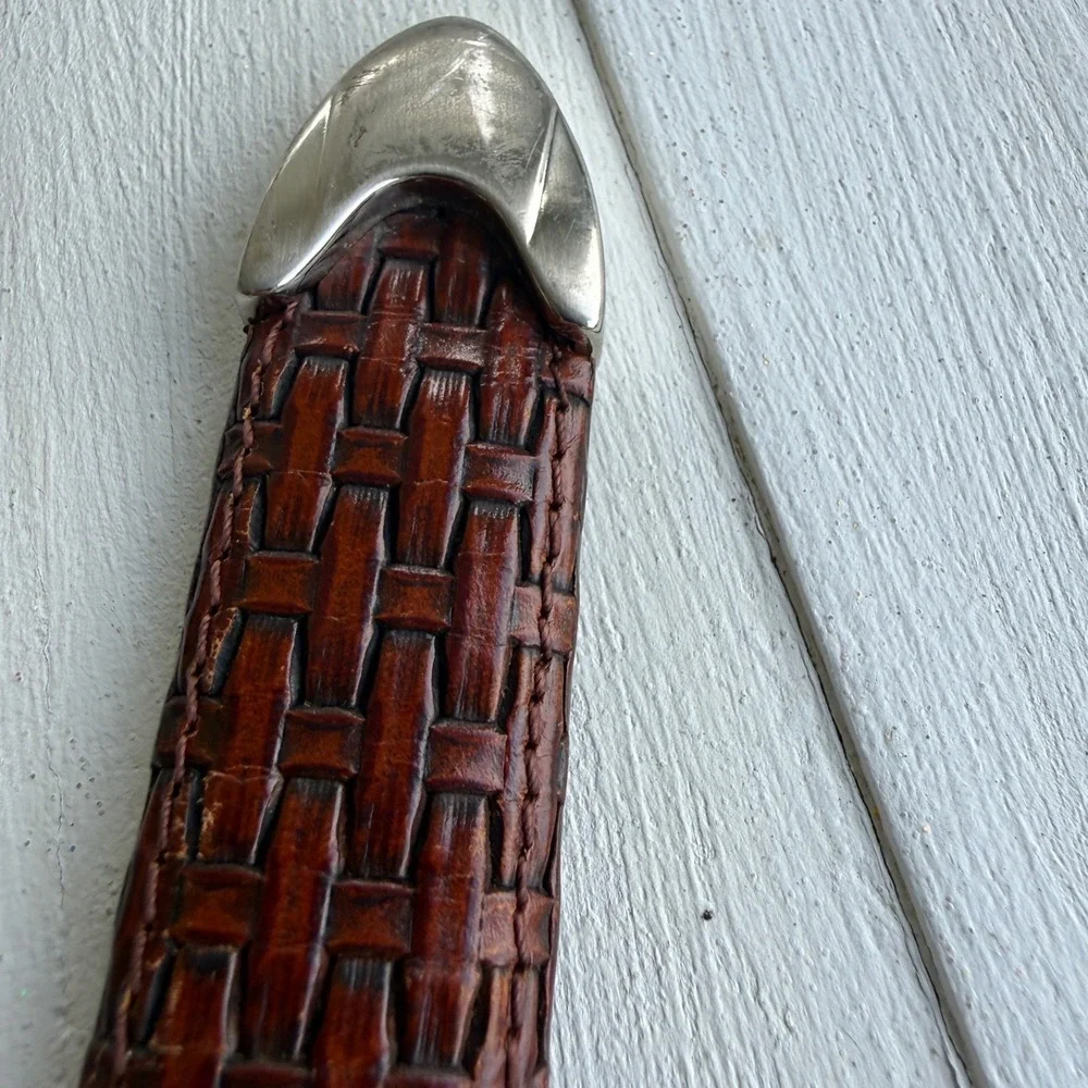 Greg Norman Mens Brown Woven Leather Belt GNS5AB12-214 Size 40/100